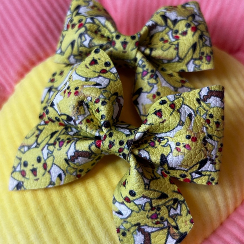 Kids Yellow Pikachu Hair Bows